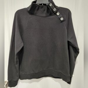 J. Crew Black Button-Accent Funnel Neck Sweatshirt #0684